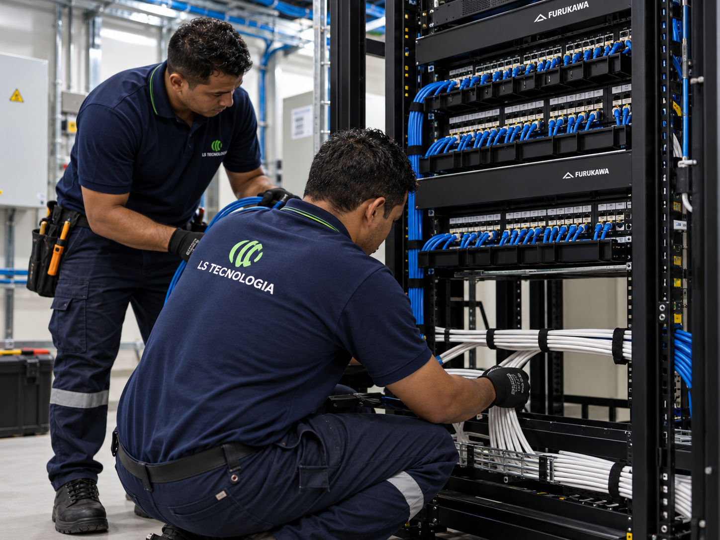 Técnicos atuando na infraestrutura do projeto Biopalma